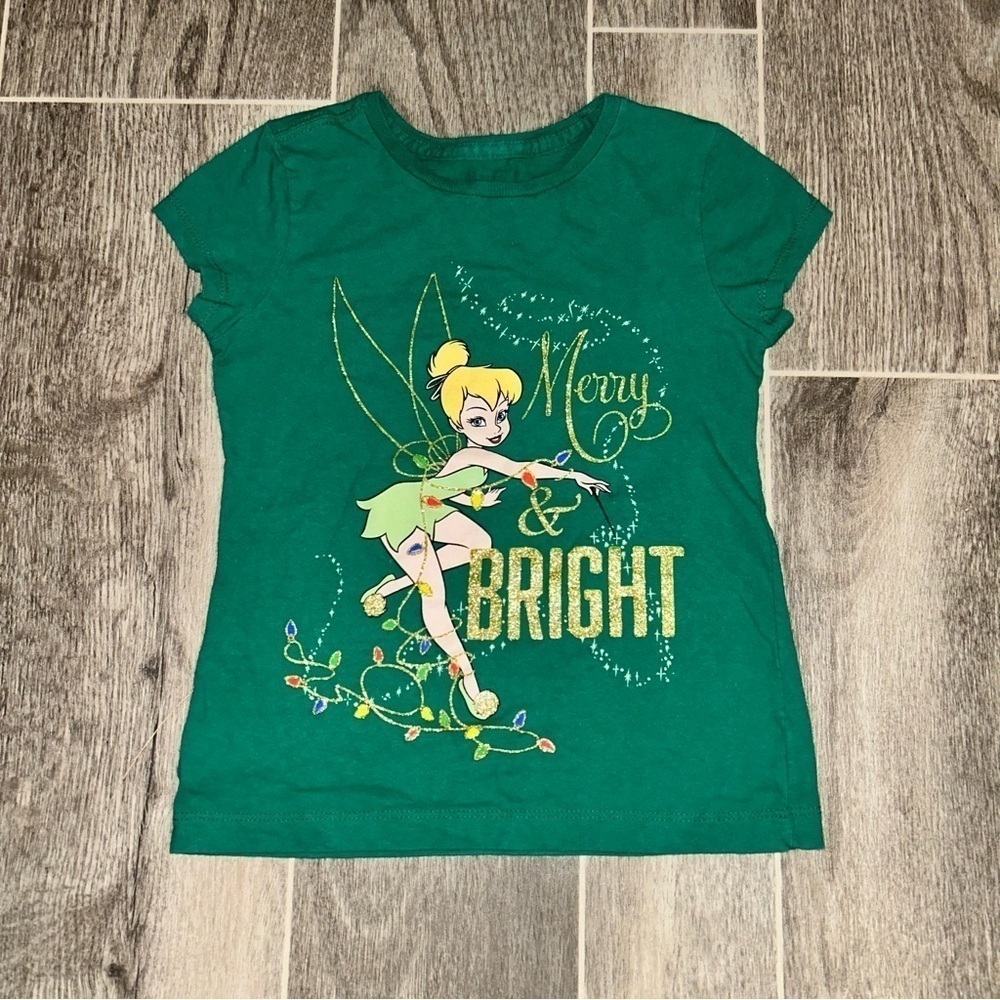 ••3/$15•• Disney Tinkerbell Girl's Small 5/6 Christmas Holiday Shirt Tee